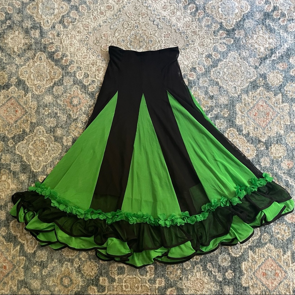 Black and green ballroom practice skirt